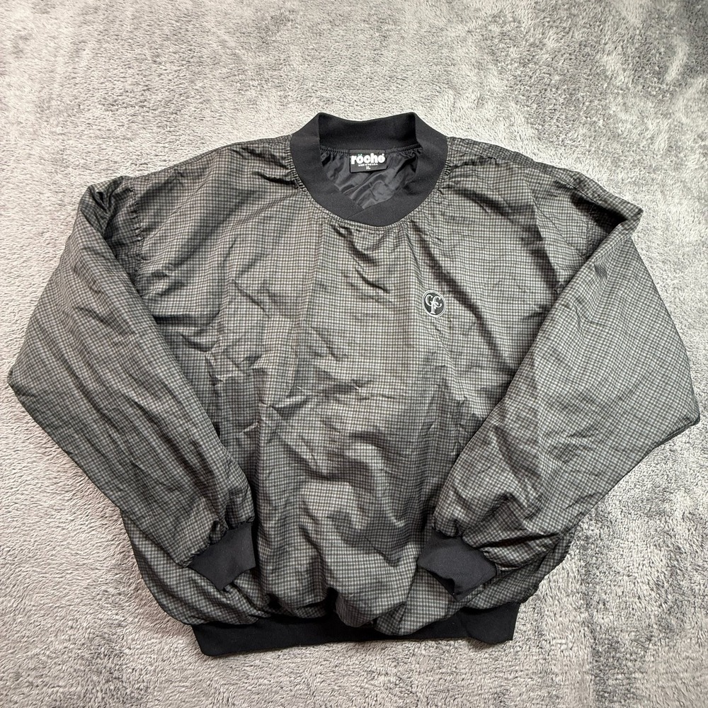 Roche Mens XL Plaid Golf Windbreaker Pullover Sweater Vintage USA Made CFC
